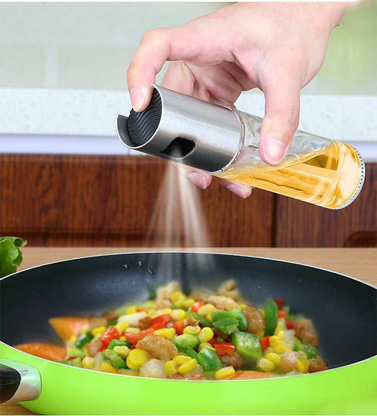 BBQ Healthy Kitchen Cooking Oil Vinegar Spray Bottle Push Type Oil Spray BottlePump Oil Tank Leakproof BBQ Sprayer BBQ Tools Kitchen Gadgets alternate view