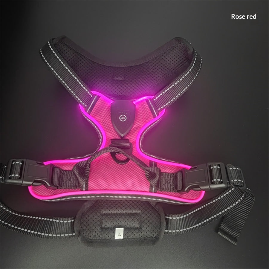 LED Reflective Dog Harness – Rechargeable Light-Up Safety Vest alternate view