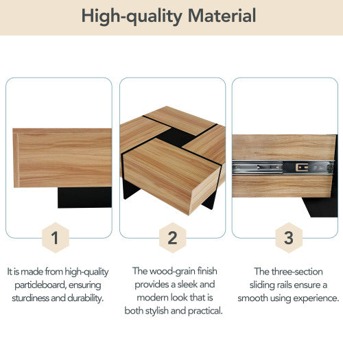 Unique Design Coffee Table With 4 Hidden Storage Compartments alternate view