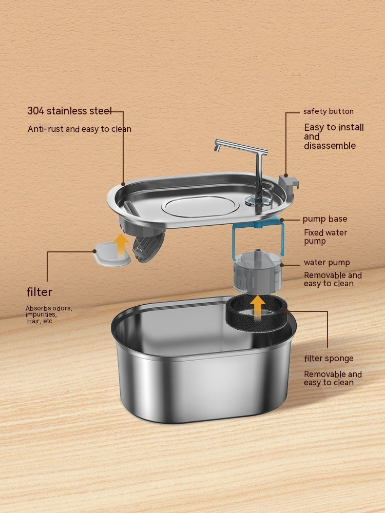 Pet Stainless Steel Steel Pet Water Fountain alternate view