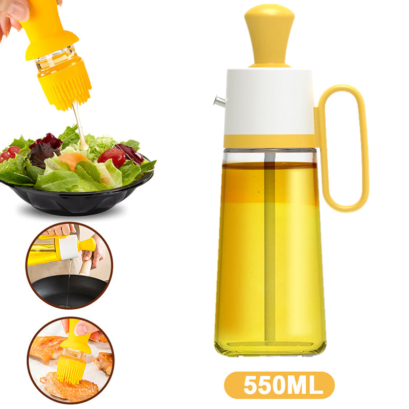 2-in-1 Glass Oil Dispenser with Silicone Basting Brush