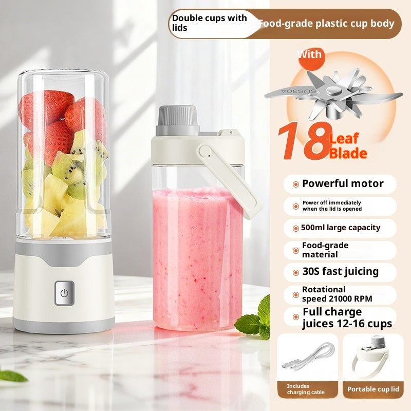 Multifunctional Rechargeable Electric USB Juicer Cup Double Cup Handheld Mixer Cup 500 ML Blending Juice Cup Outdoor alternate view