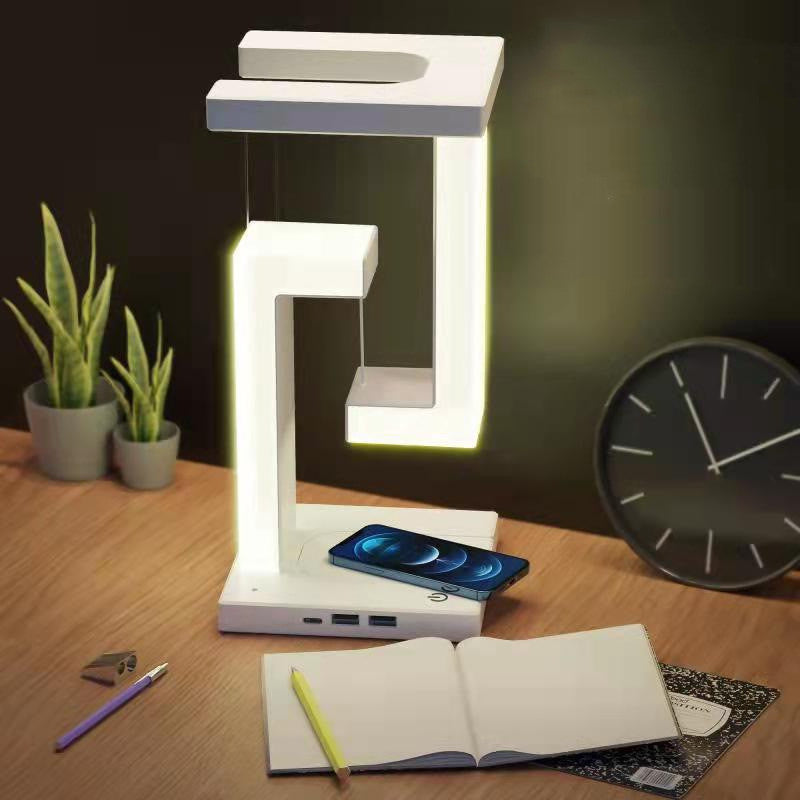 Title: Floating LED Table Lamp with Wireless Charging