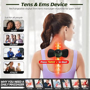 Portable EMS Mini Electric Neck Back Body Massager Cervical Electric Neck Back Massager Muscle Therapy Pressure Pain